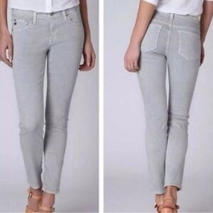 AG Adriano Goldschmied Jeans Womens 27 Stevie Ankle Slim Straight Gray Polka Dot
